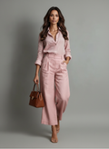 Ensemble chemise et pantalon taille haute femme