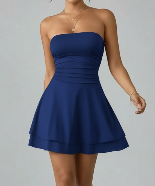 Robe bustier à volants et jupe étagée élégante été chic