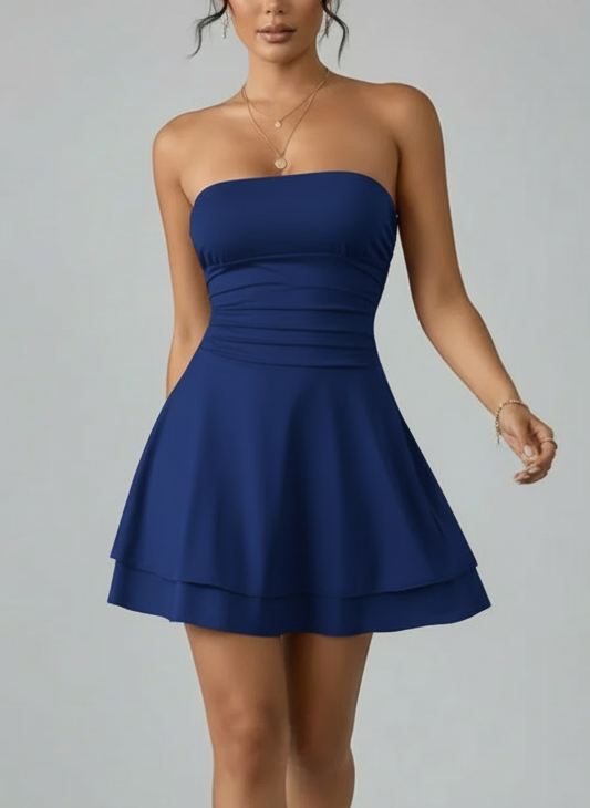 Robe bustier à volants et jupe étagée élégante été chic