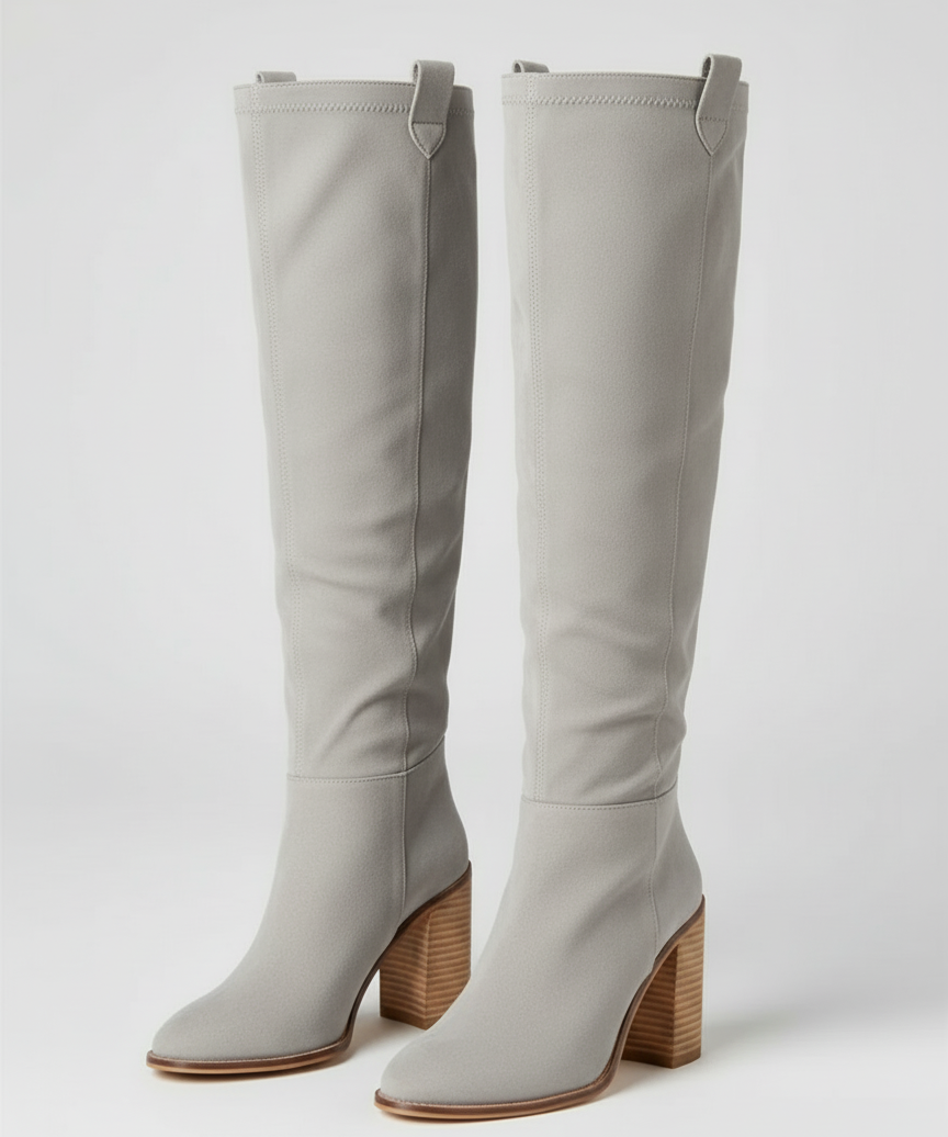 Bottes cuissardes à talon épais en cuir nappa élégant