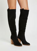 Bottes cuissardes à talon épais en cuir nappa élégant