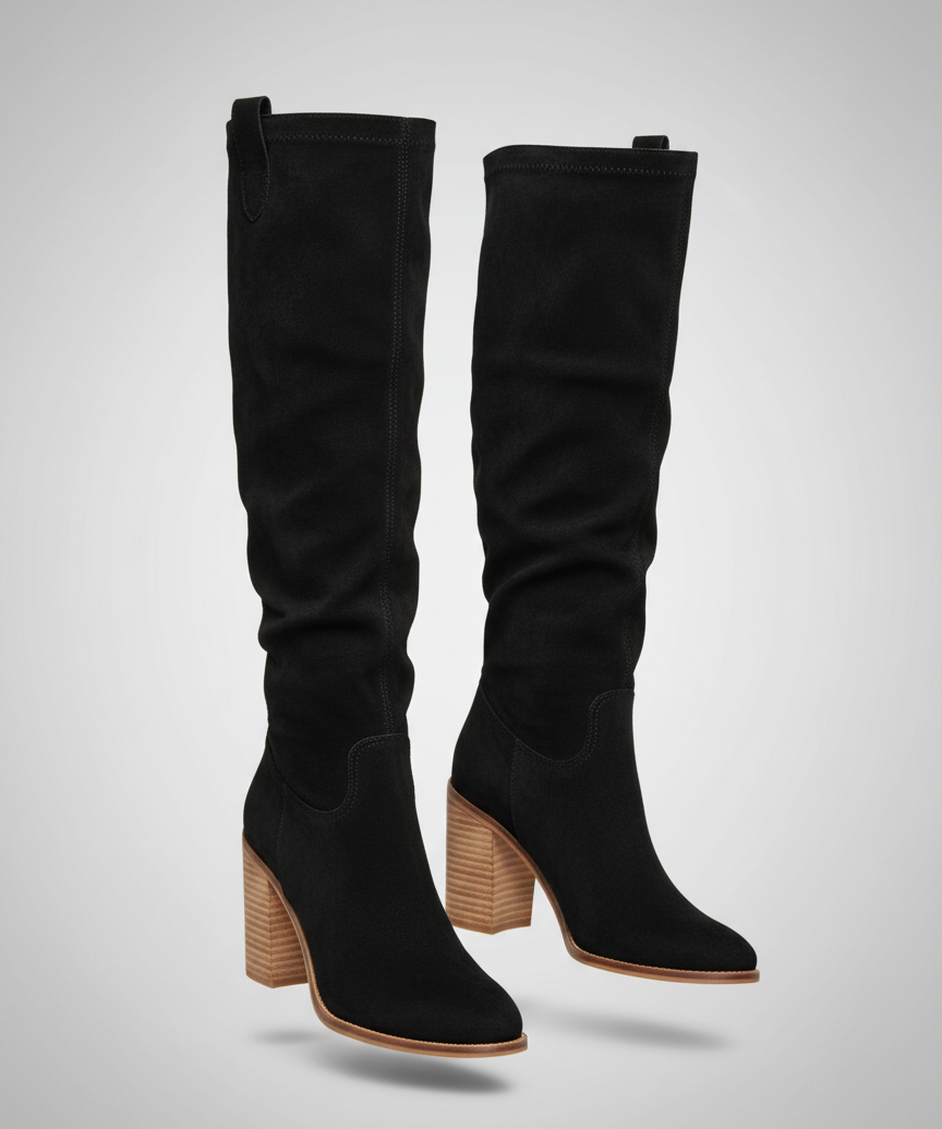 Bottes cuissardes à talon épais en cuir nappa élégant