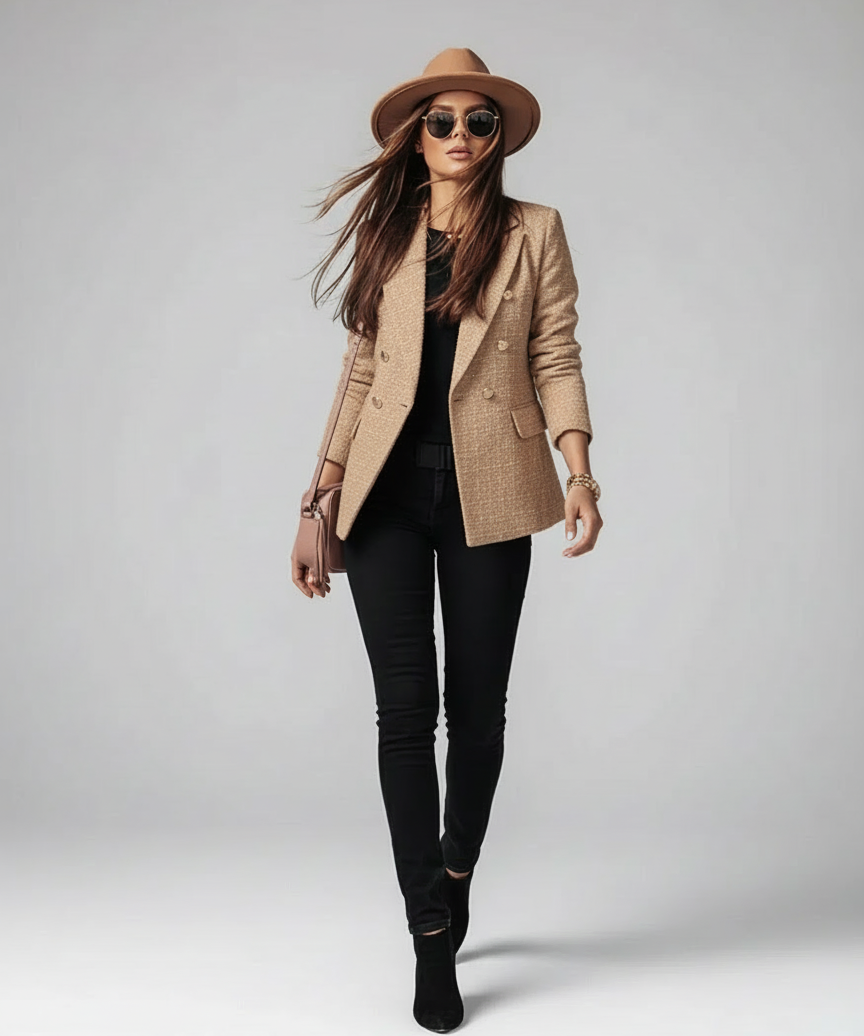 Blazer cintré élégant à bouton unique
