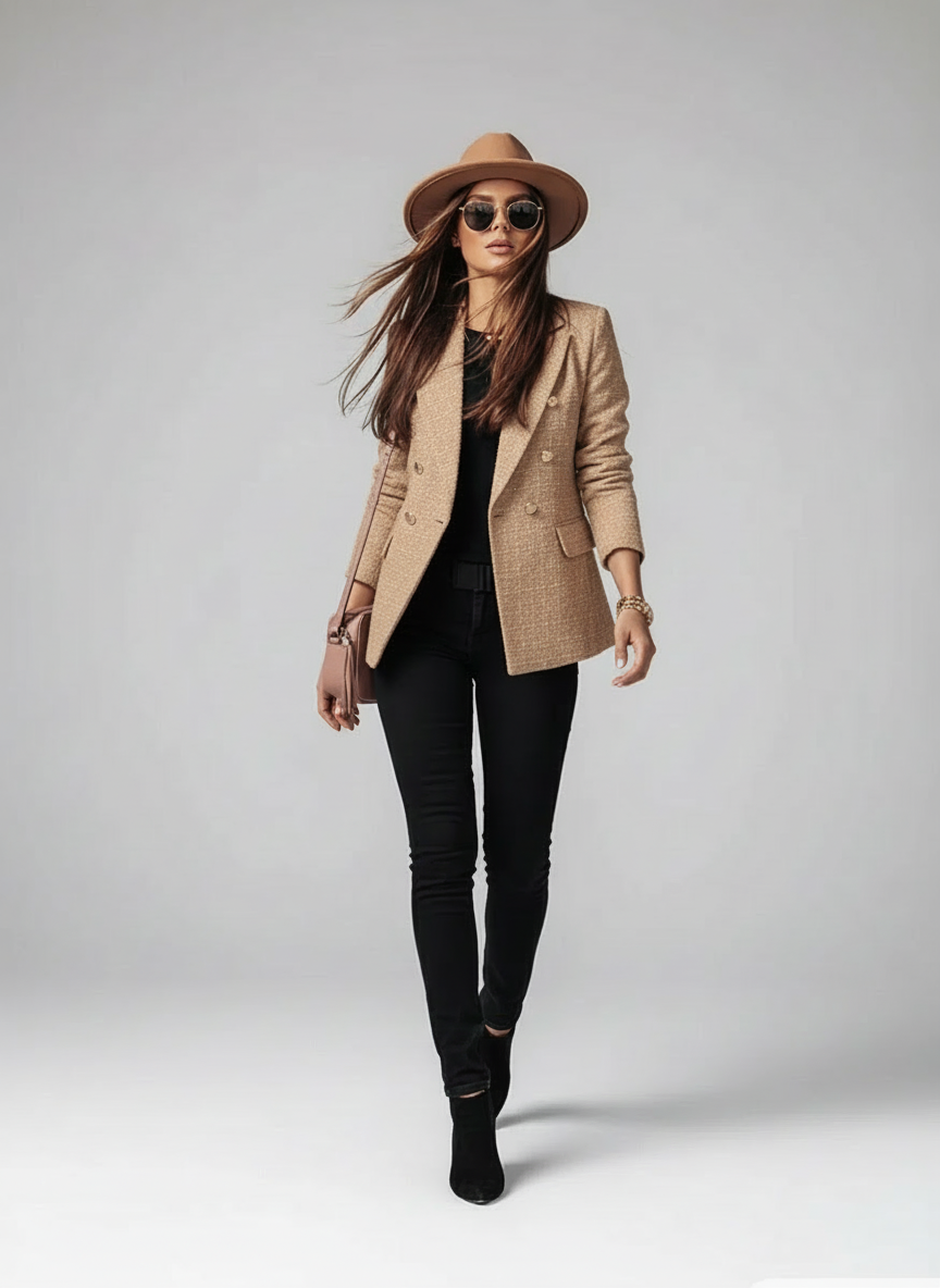 Blazer cintré élégant à bouton unique