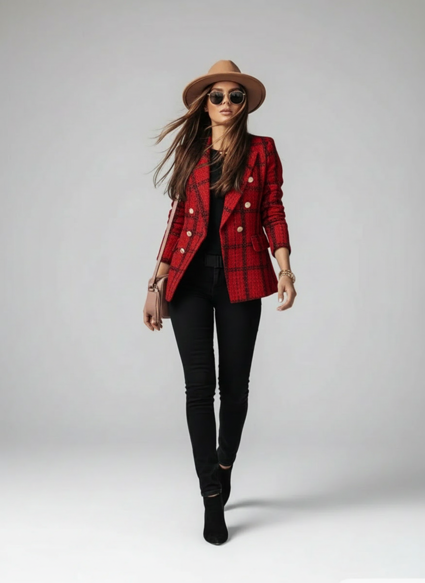 Blazer cintré élégant à bouton unique