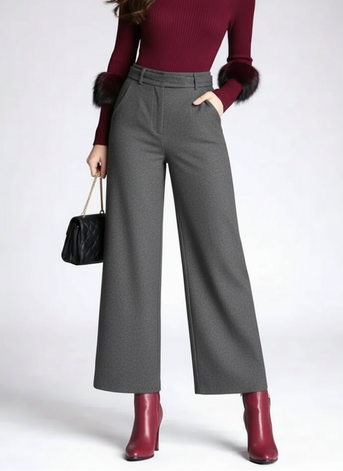 Pantalon taille haute à carreaux look moderne