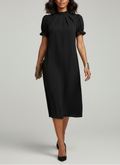 Robe midi ajustée manches volumineuses style structuré