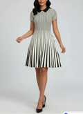 Robe polo rayée col structuré look chic