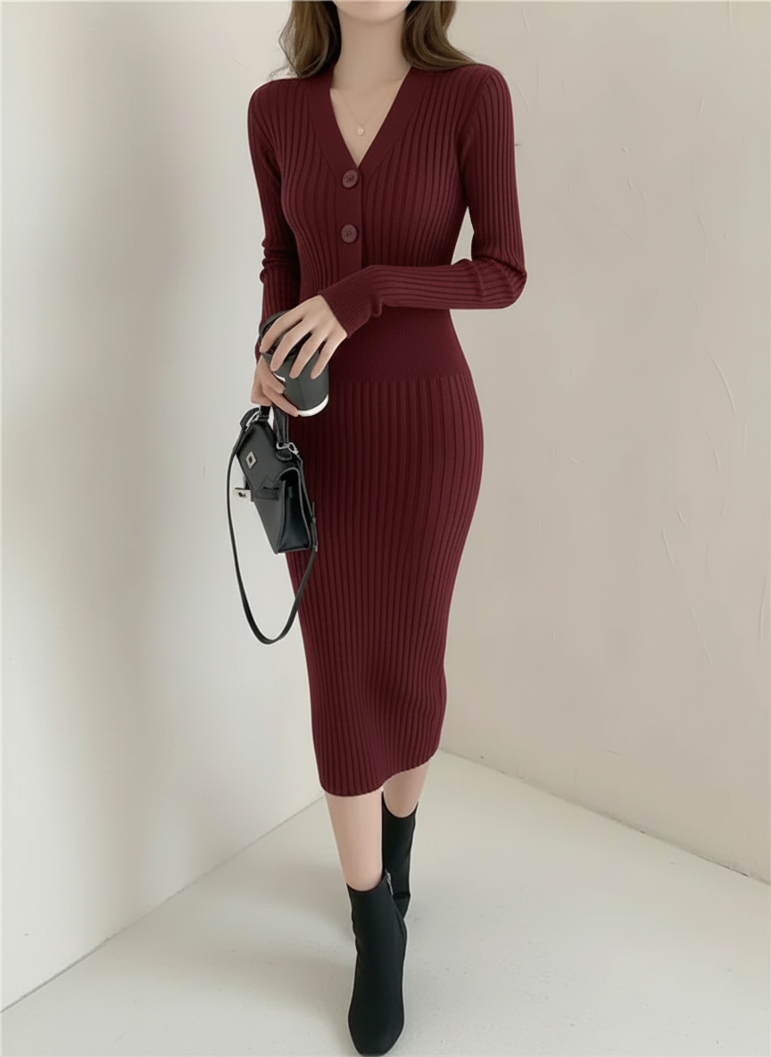 Robe ajustée à boutons élégante
