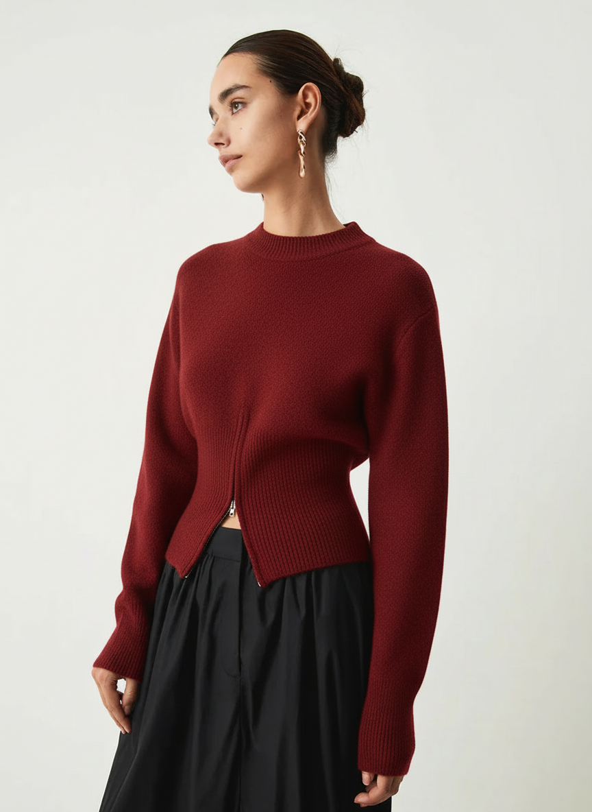 Pull à col rond coupe confortable et extensible