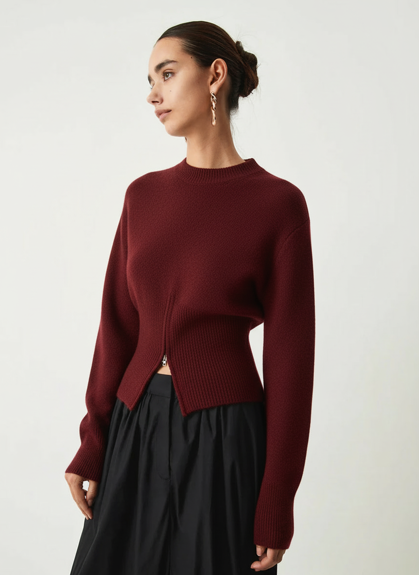 Pull à col rond coupe confortable et extensible