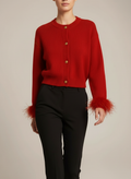 Cardigan à détails plumes et coupe moderne