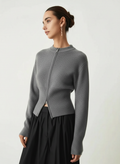Pull à col rond coupe confortable et extensible