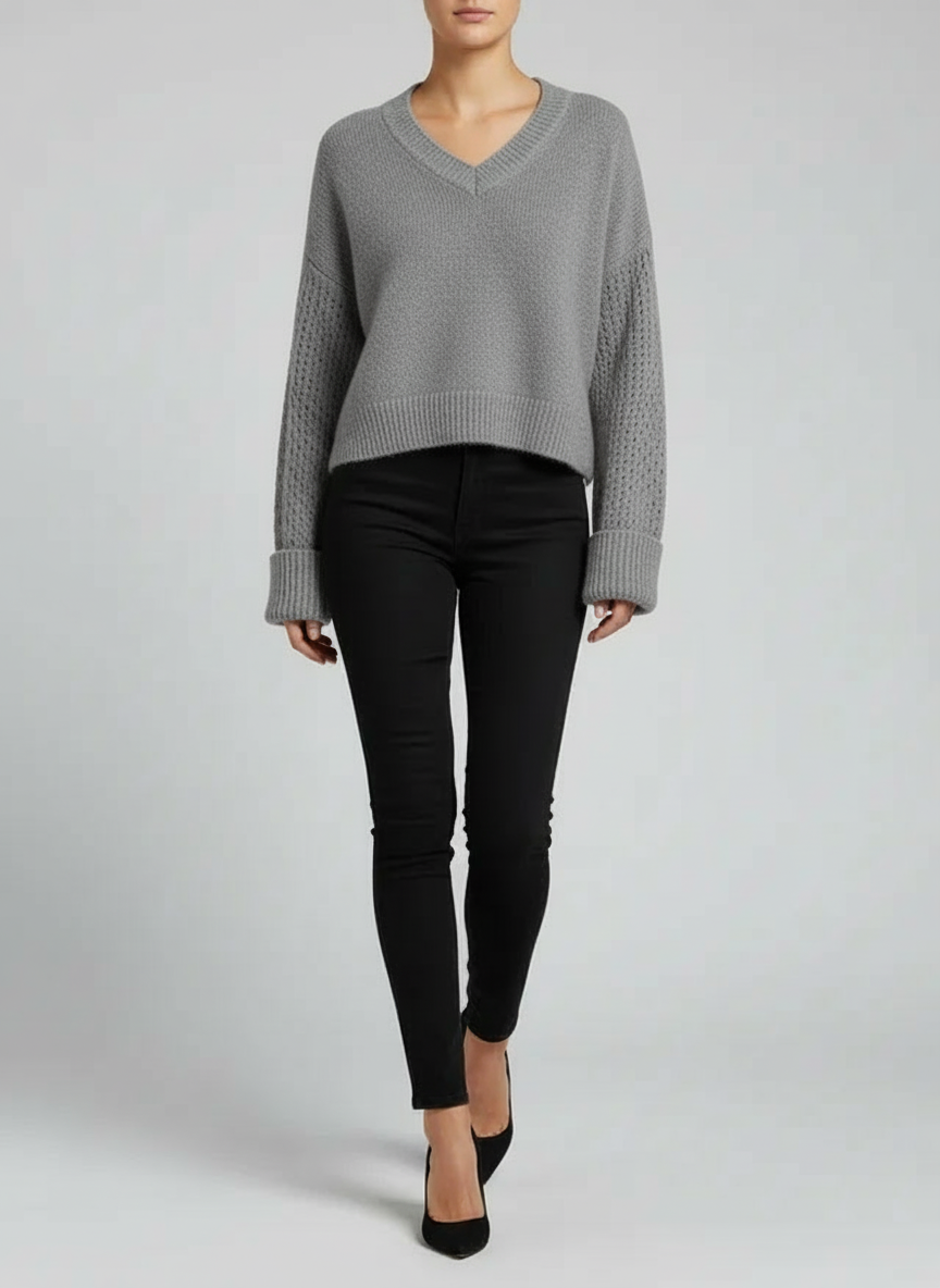 Pull col V uni au quotidien