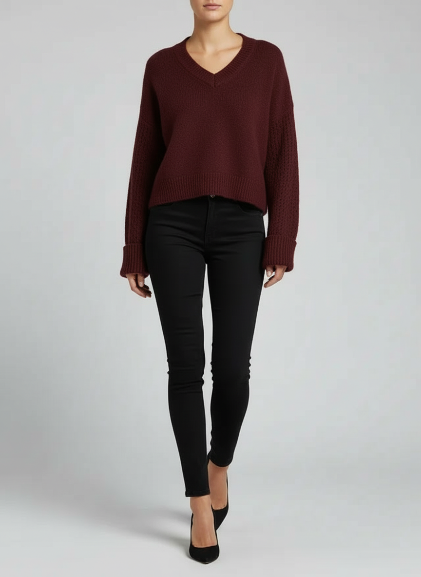 Pull col V uni au quotidien