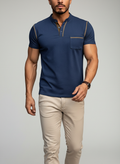 T-shirt col tunisien structuré