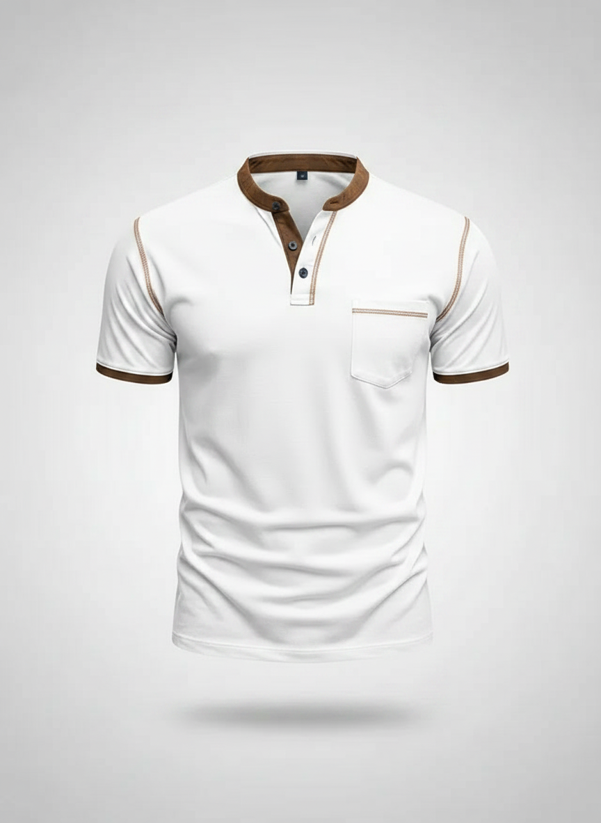 T-shirt col tunisien structuré