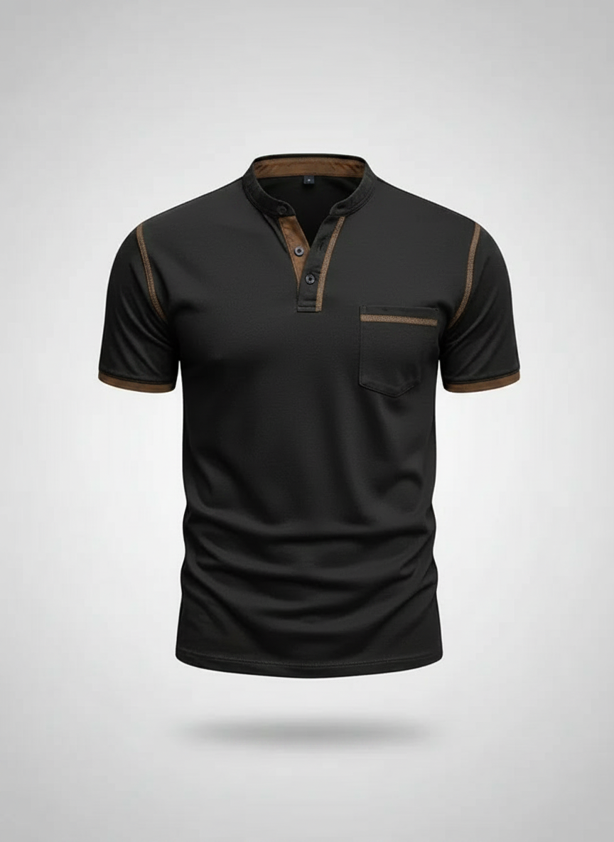 T-shirt col tunisien structuré