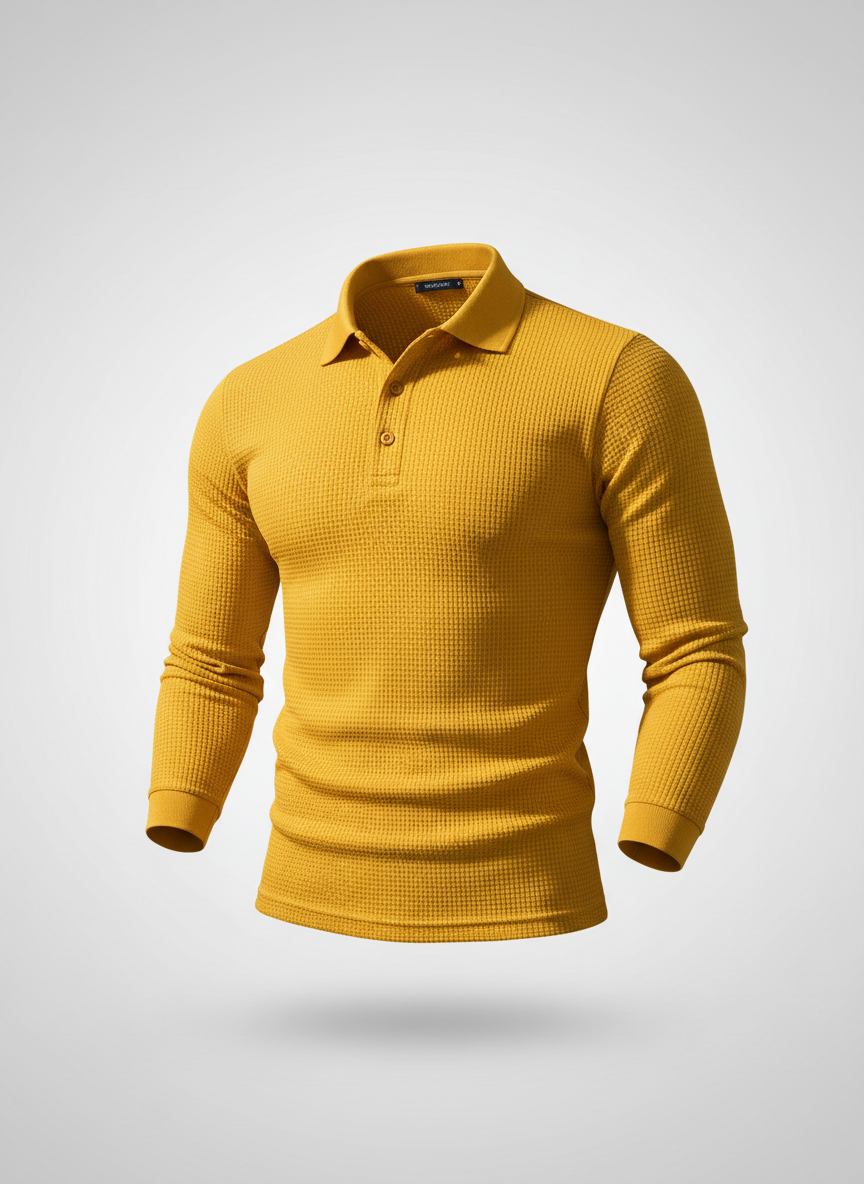 Polo manches longues texturé