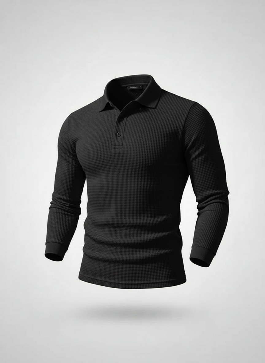 Polo manches longues texturé