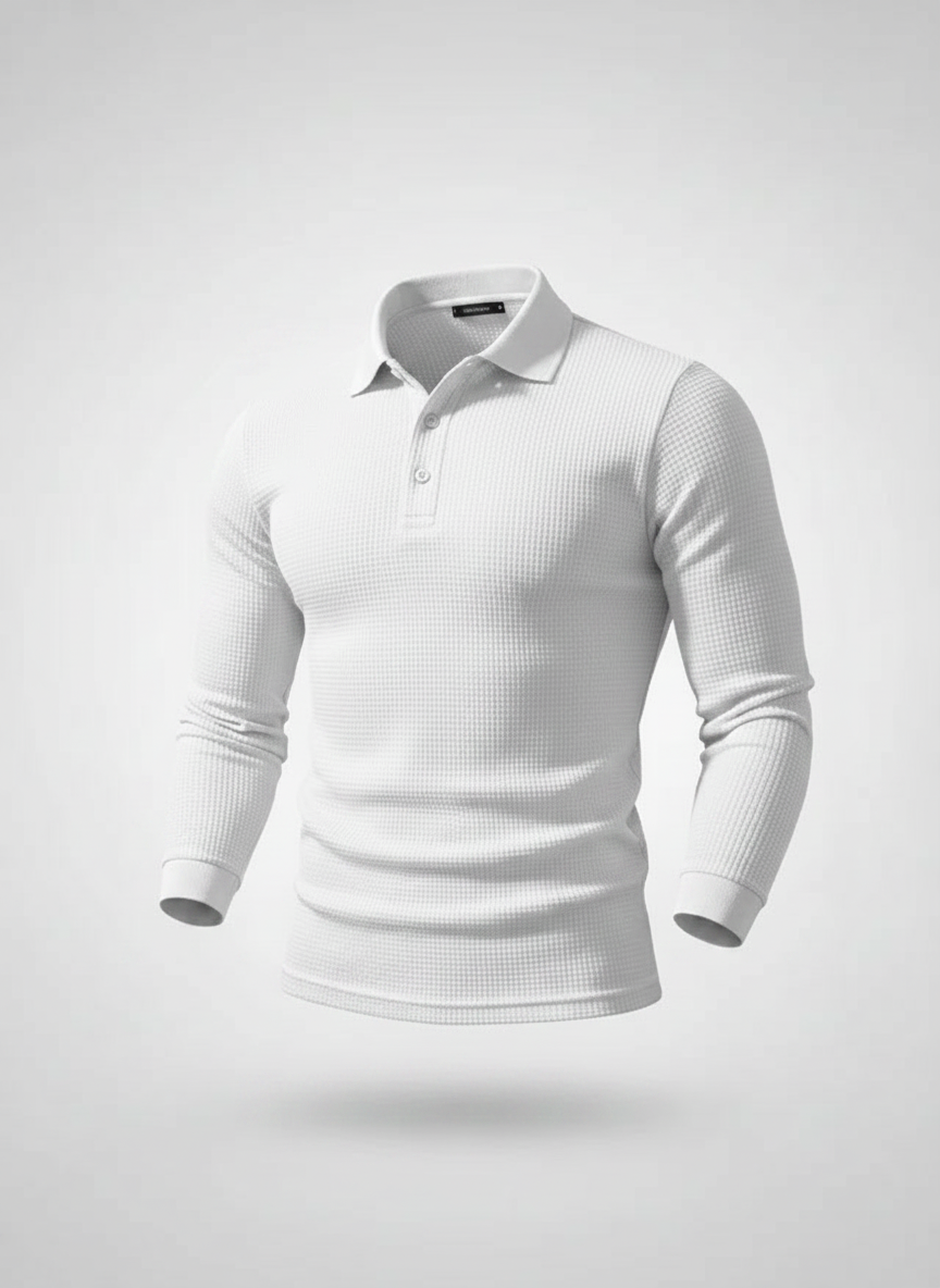 Polo manches longues texturé
