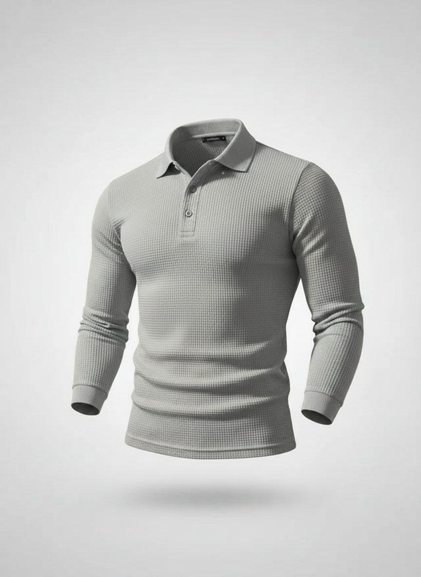 Polo manches longues texturé