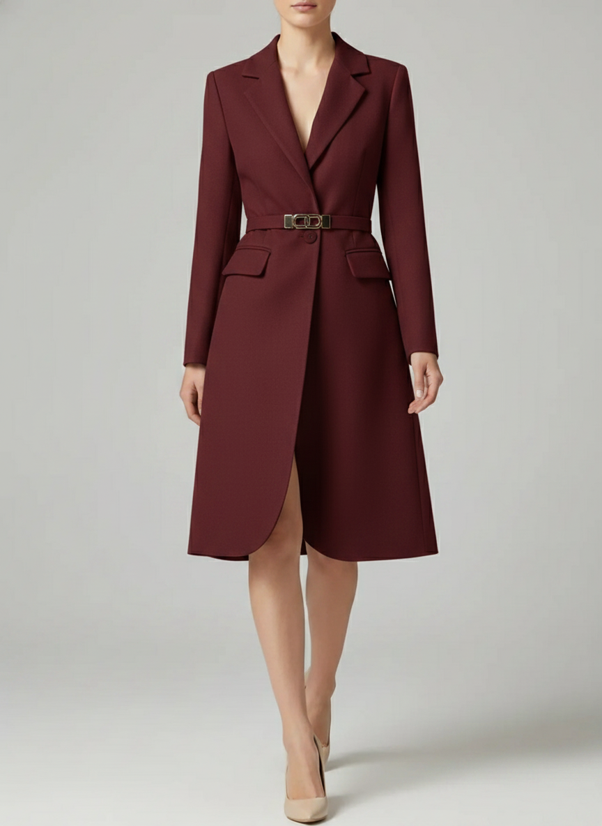 Blazer long ceinturé ajustable