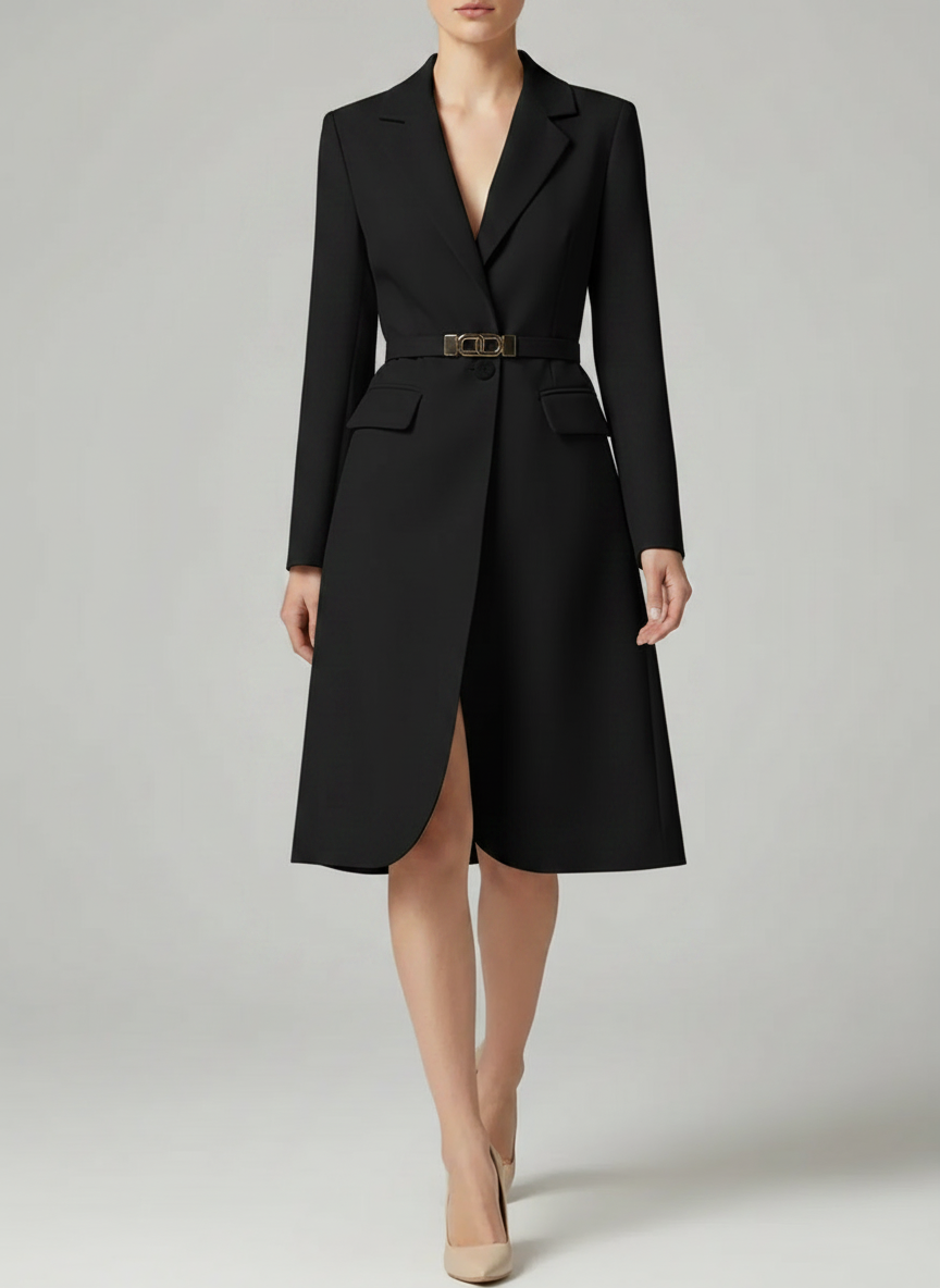 Blazer long ceinturé ajustable