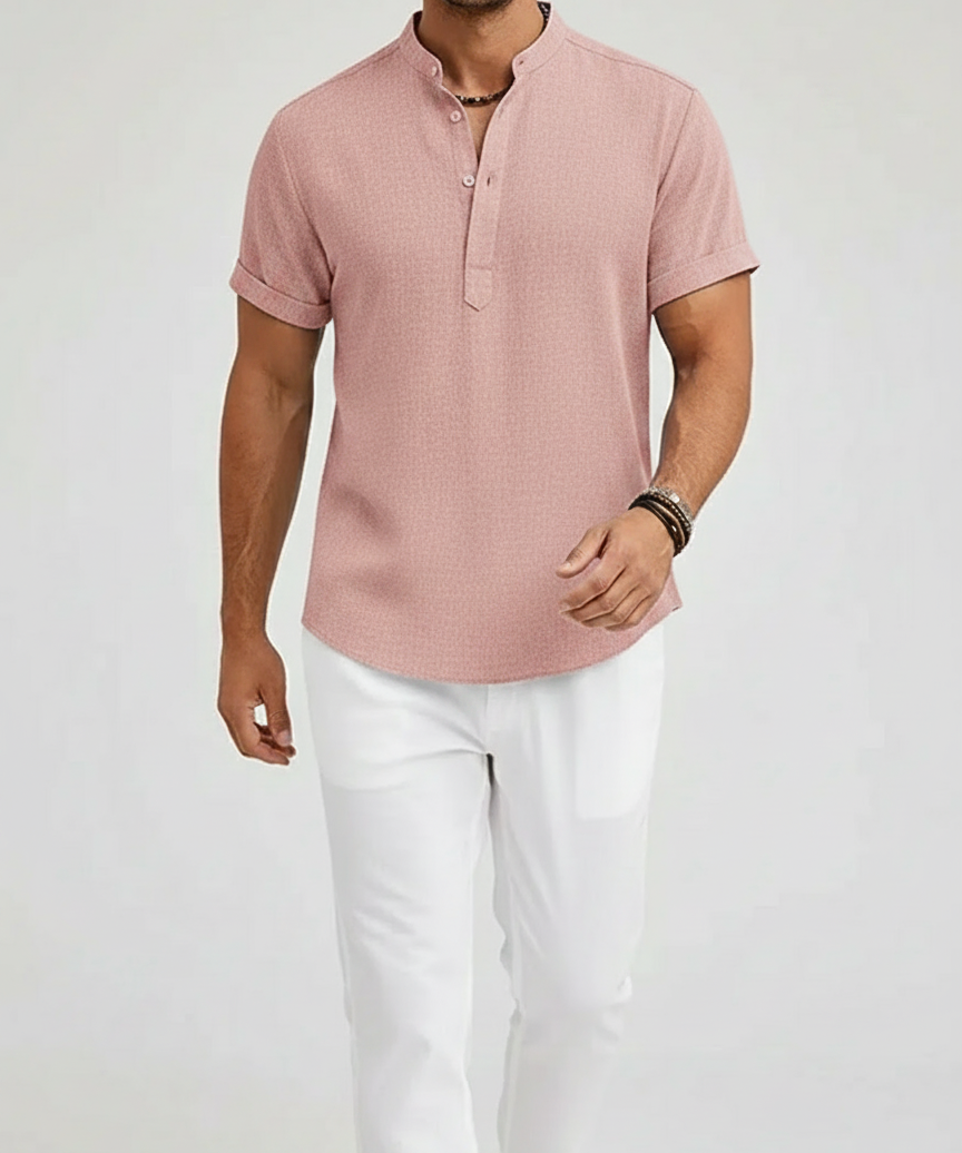 Chemise lin col Henley