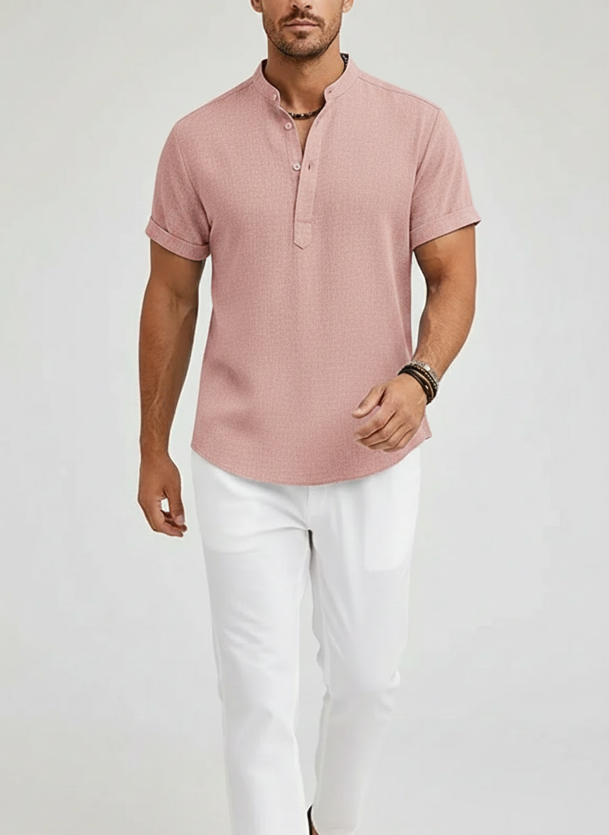 Chemise lin col Henley