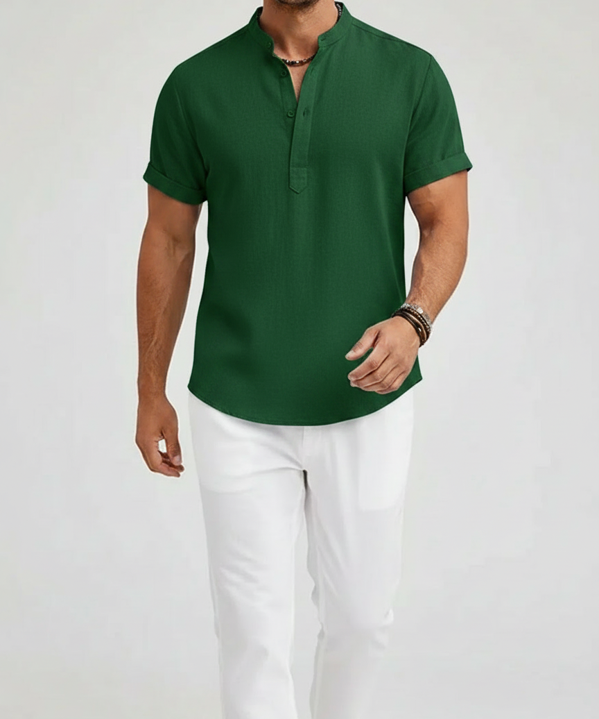 Chemise lin col Henley