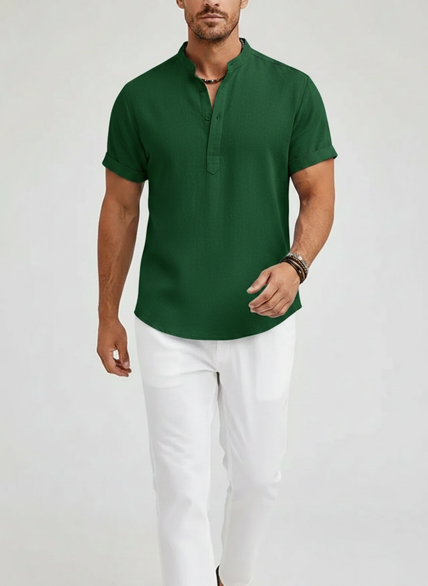 Chemise lin col Henley