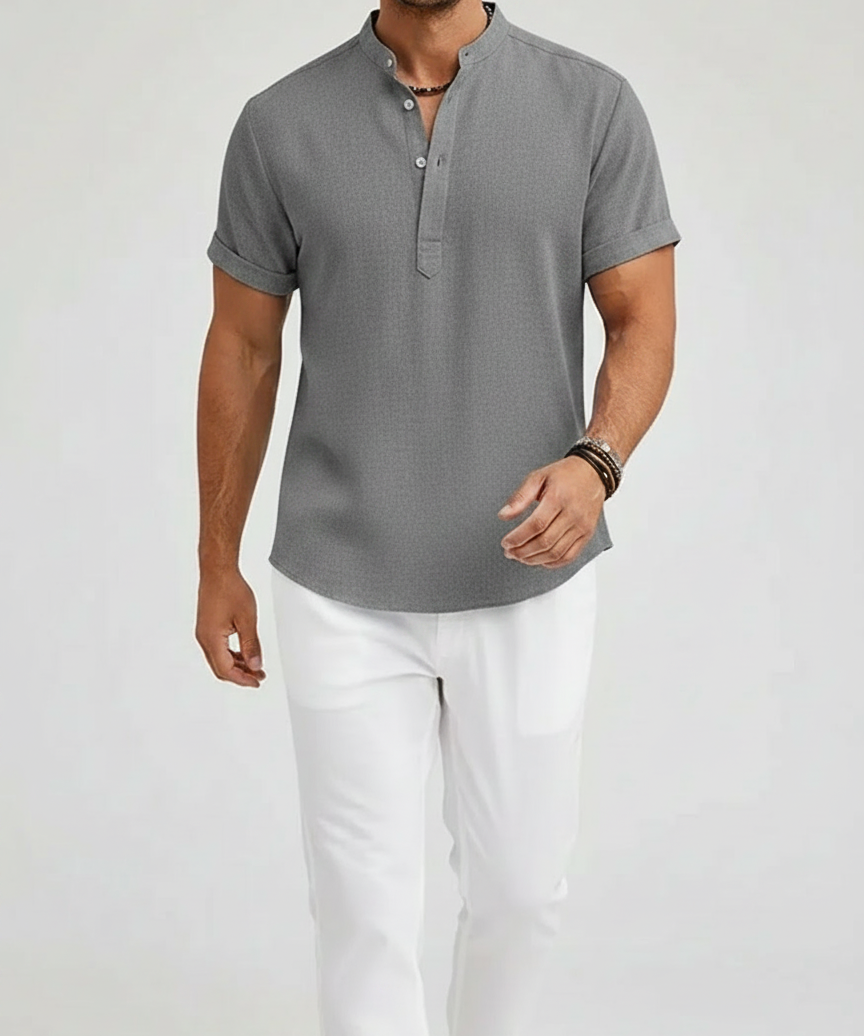 Chemise lin col Henley