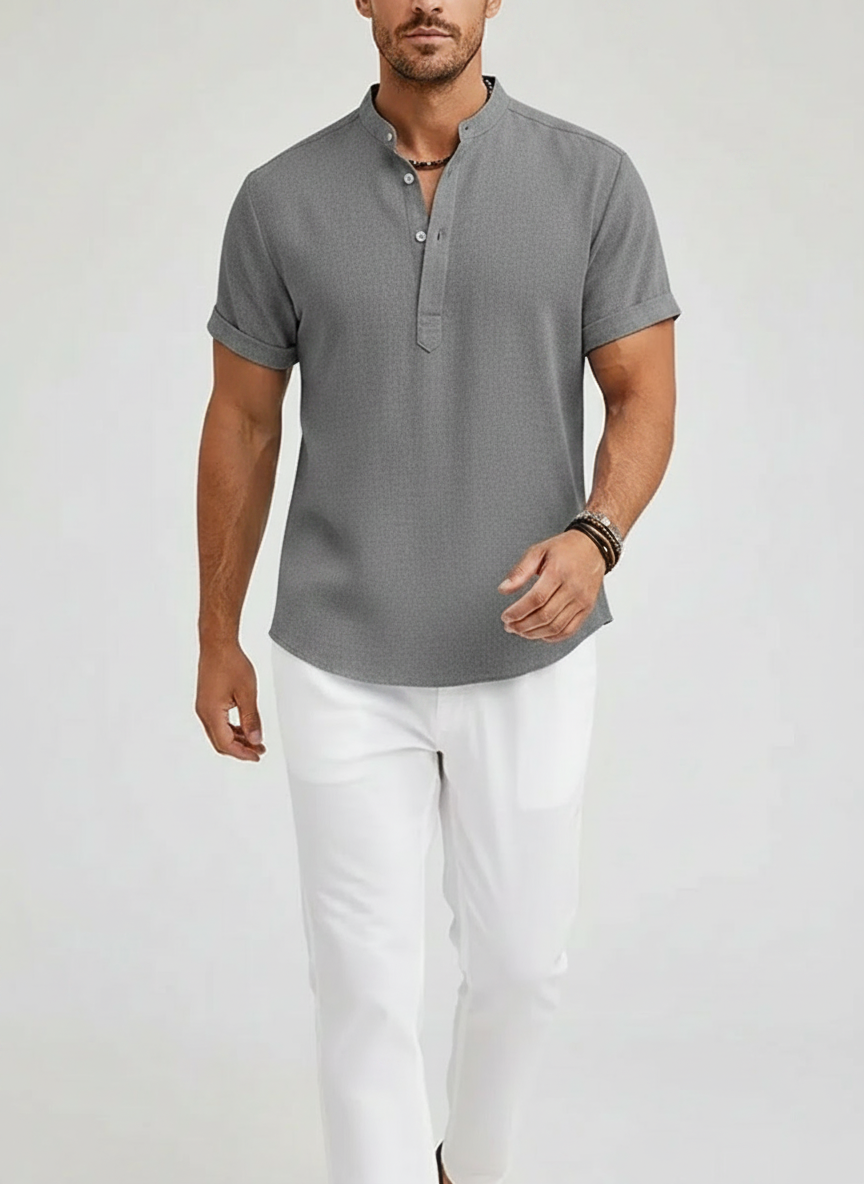 Chemise lin col Henley