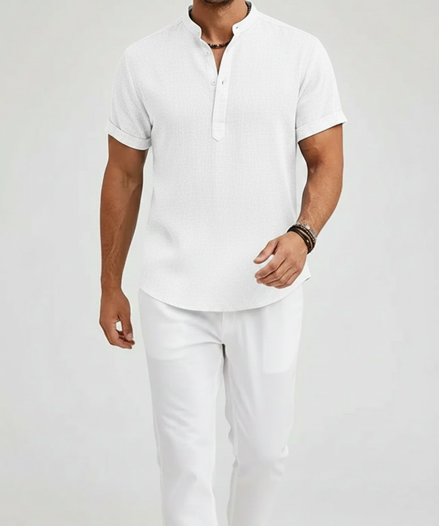 Chemise lin col Henley