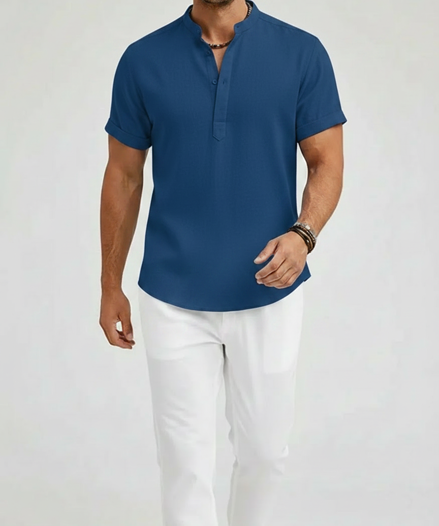 Chemise lin col Henley