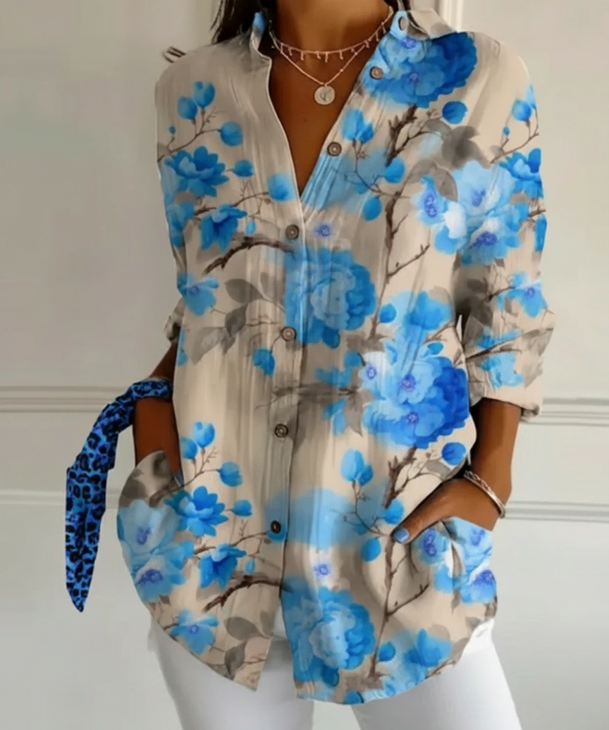 Blouse florale boutonnée