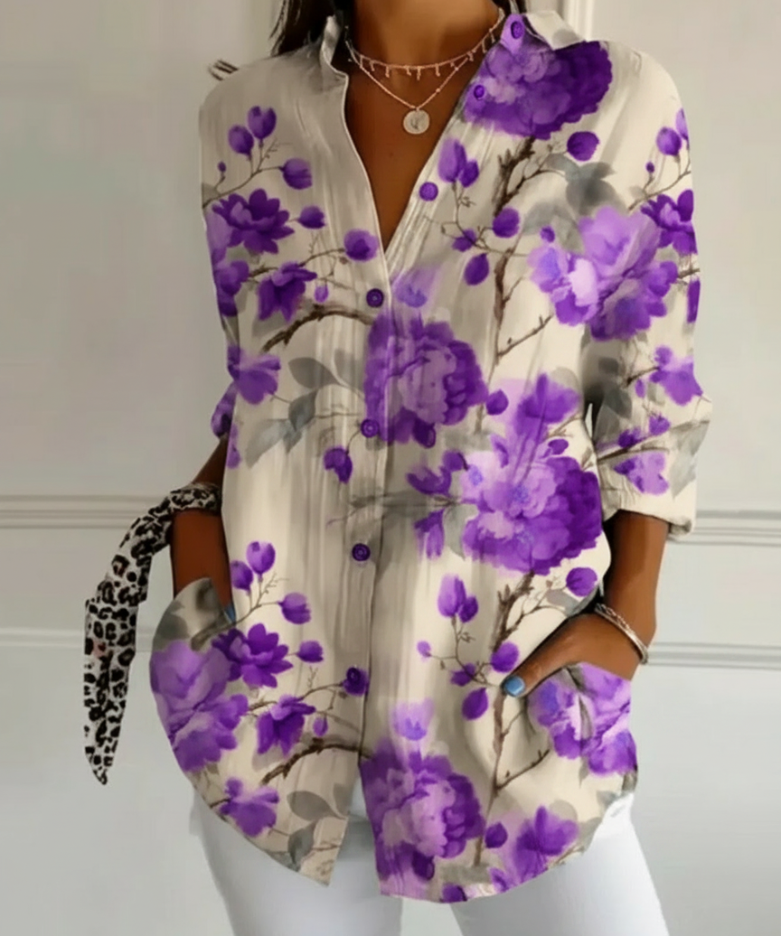 Blouse florale boutonnée