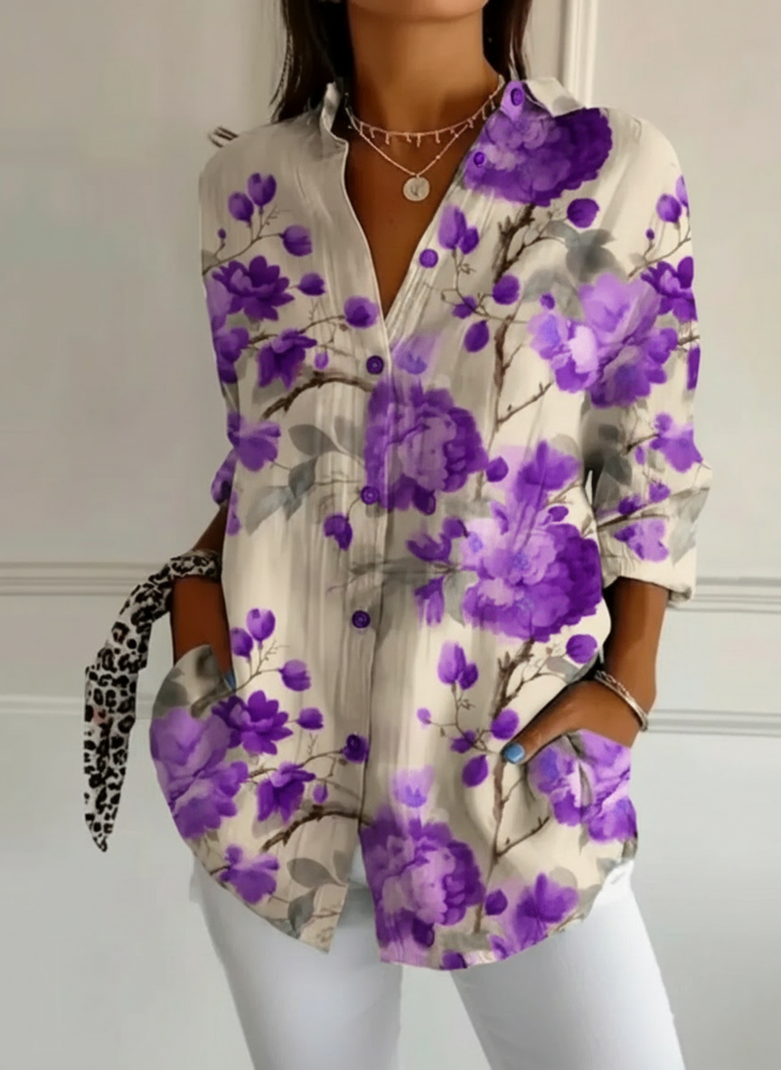 Blouse florale boutonnée