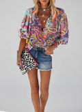 Blouse imprimée à boutons