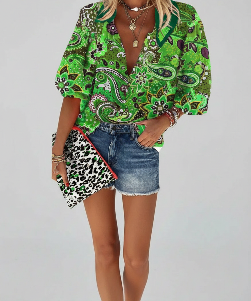 Blouse imprimée à boutons