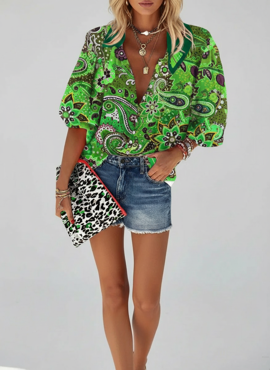 Blouse imprimée à boutons