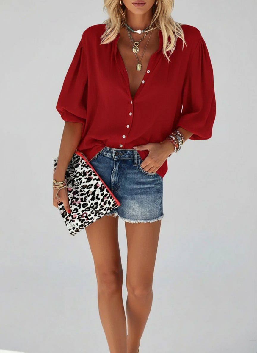 Blouse imprimée à boutons