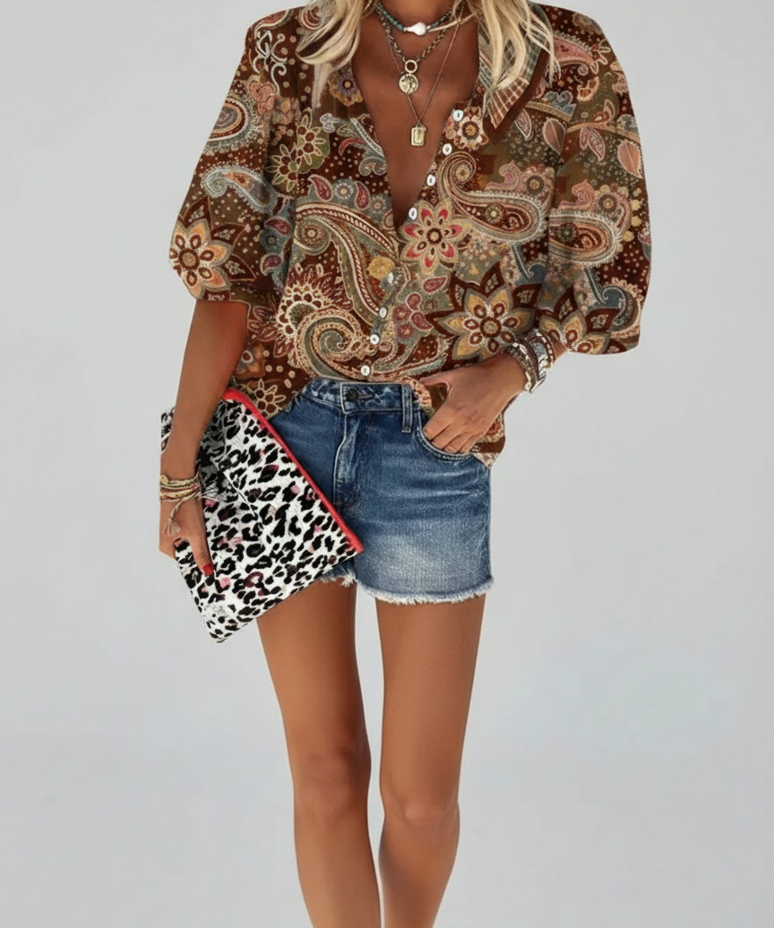 Blouse imprimée à boutons
