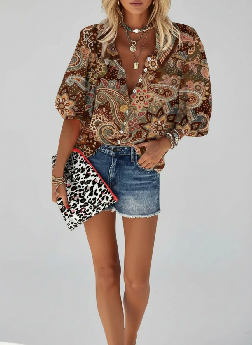 Blouse imprimée à boutons