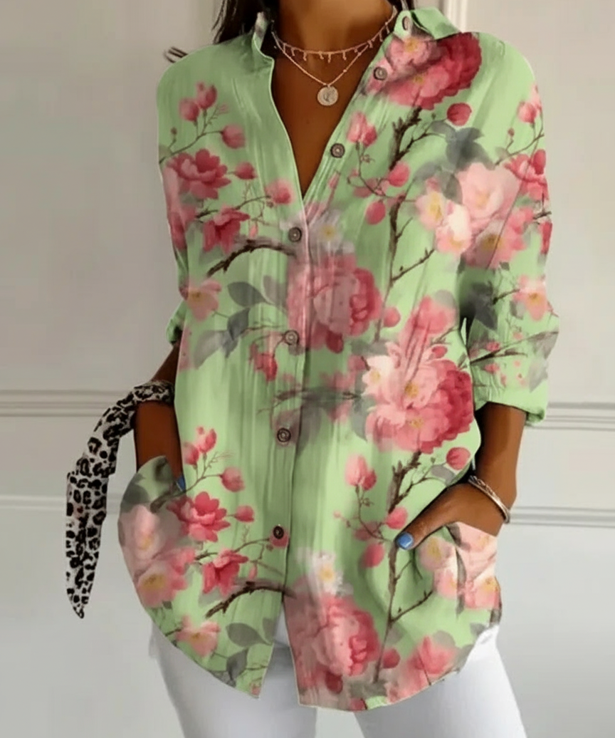 Blouse florale boutonnée