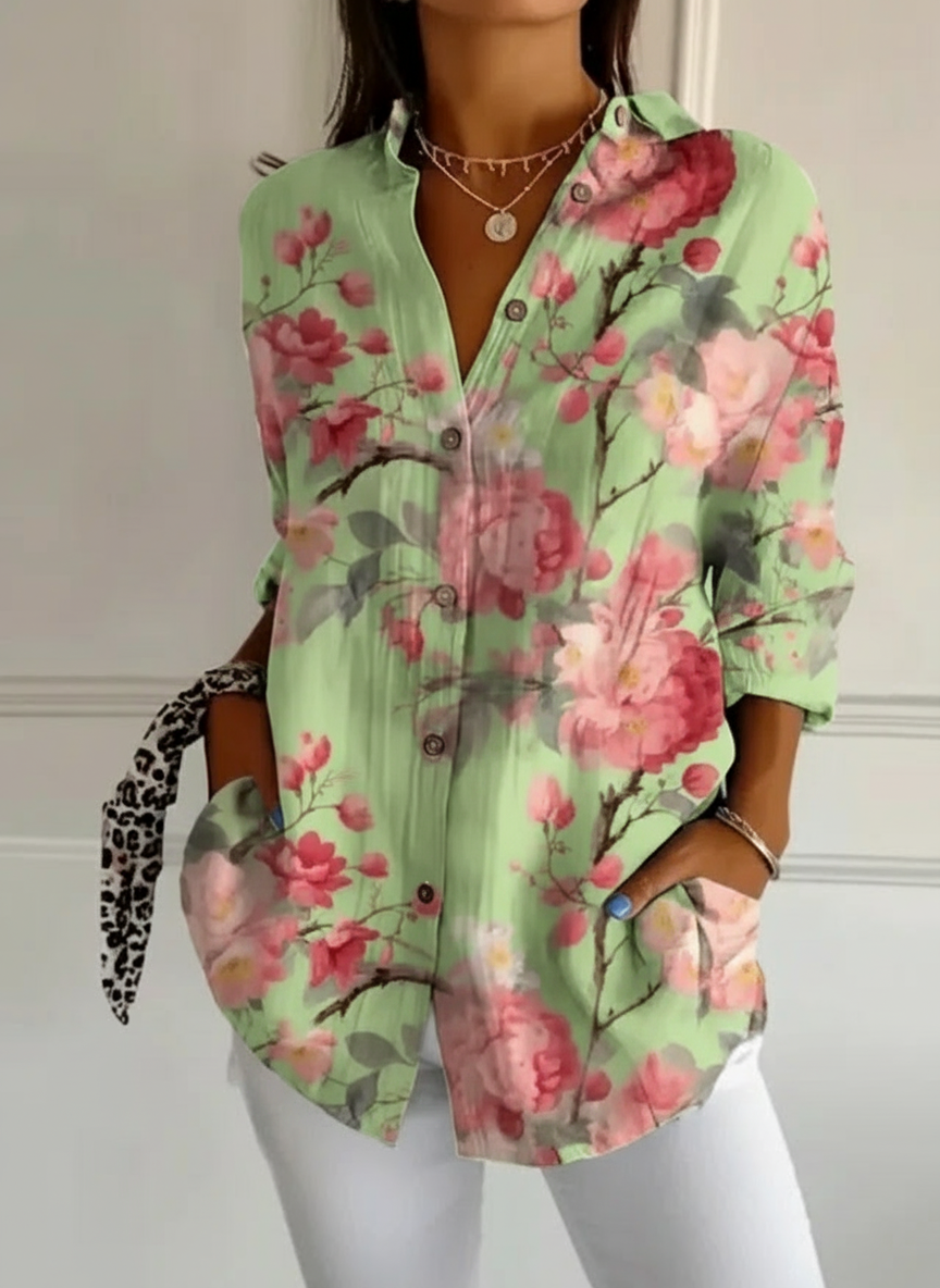 Blouse florale boutonnée