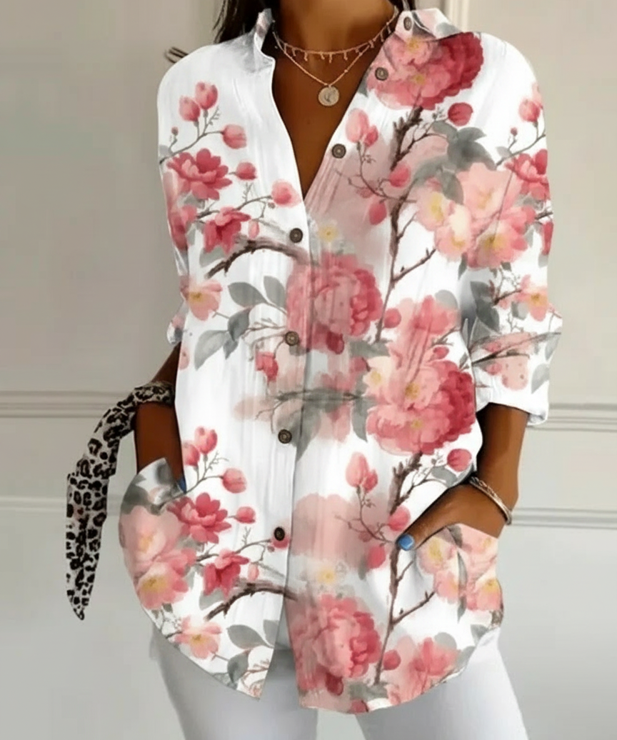 Blouse florale boutonnée