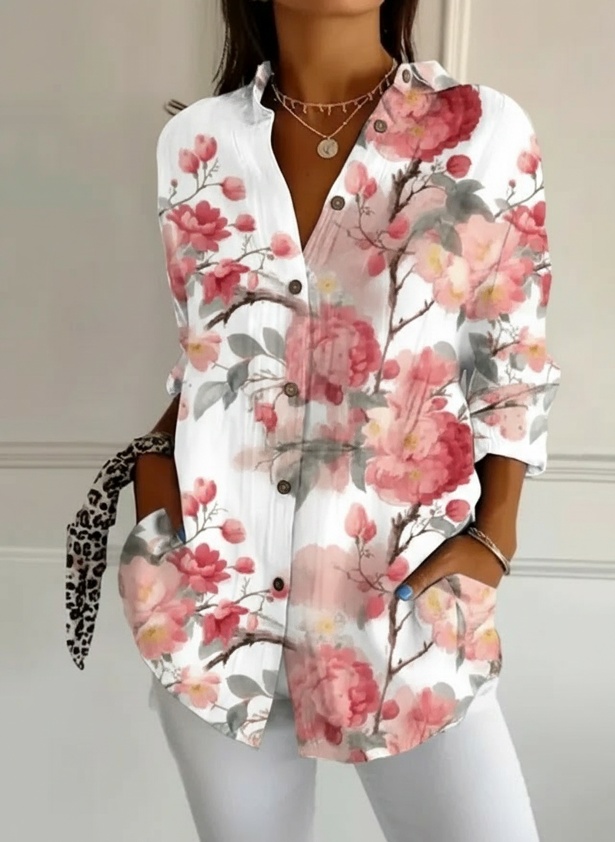 Blouse florale boutonnée
