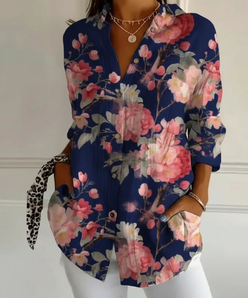 Blouse florale boutonnée
